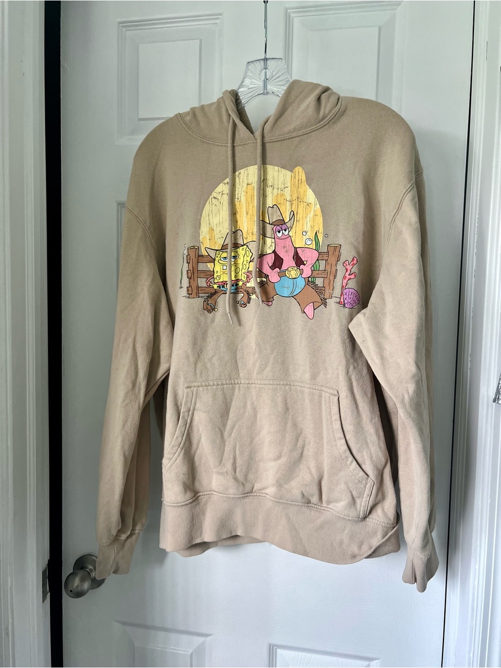 Nickelodeon Beige SpongeBob & Patrick Cowboy Graphic Hoodie unisex